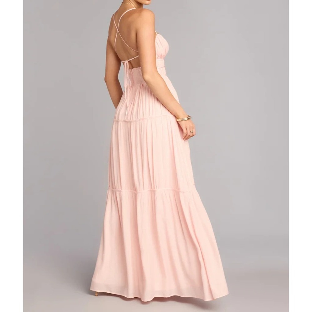 Windsor Soft Pink Spaghetti‑Strap Backless Maxi Dress – Size XS